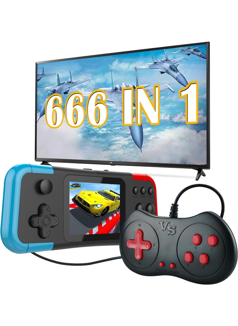 Handheld Game Console with 666 Classic Games - 3.0” Color Display, Rechargeable Battery, 2 Player Support & TV Output - Ideal Gift for Kids, Friends, Lovers