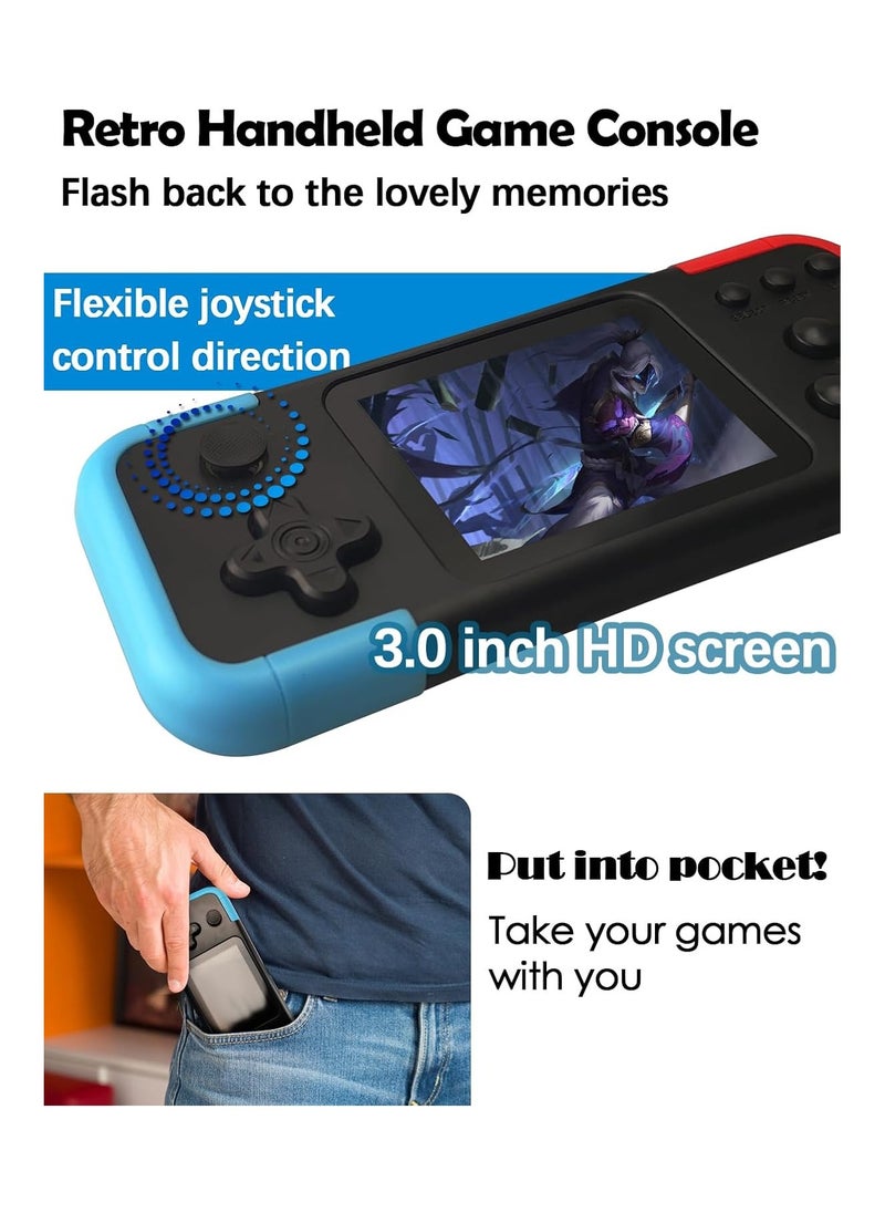 Handheld Game Console with 666 Classic Games - 3.0” Color Display, Rechargeable Battery, 2 Player Support & TV Output - Ideal Gift for Kids, Friends, Lovers