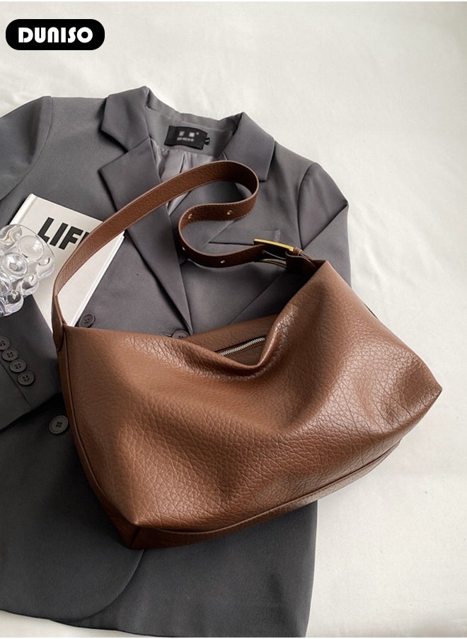 Women's Shoulder Tote Bag Faux Leather Handbag for Women Large Capacity Messenger Fashionable Travel Crossbody Bag for Ladies Girls College Students