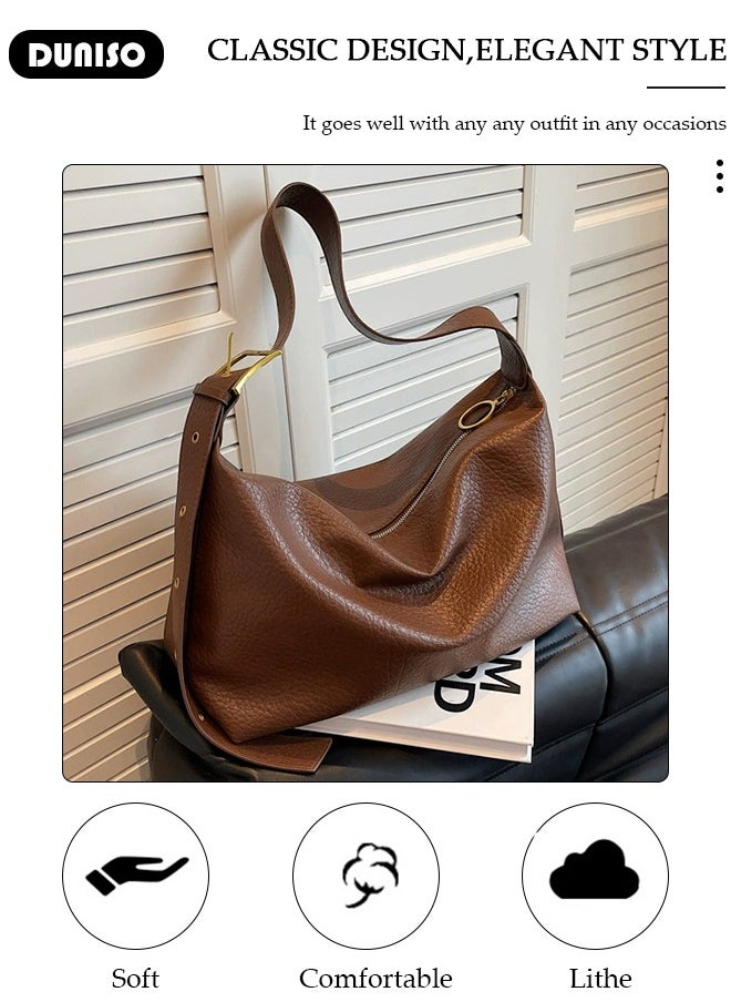 Women's Shoulder Tote Bag Faux Leather Handbag for Women Large Capacity Messenger Fashionable Travel Crossbody Bag for Ladies Girls College Students