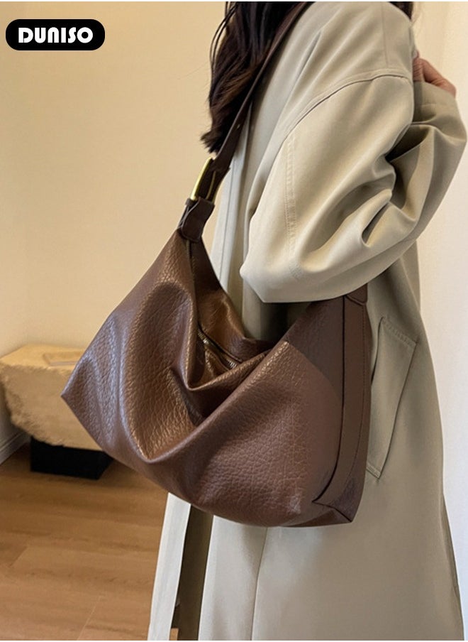 Women's Shoulder Tote Bag Faux Leather Handbag for Women Large Capacity Messenger Fashionable Travel Crossbody Bag for Ladies Girls College Students