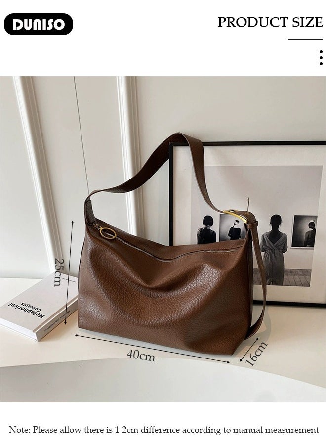 Women's Shoulder Tote Bag Faux Leather Handbag for Women Large Capacity Messenger Fashionable Travel Crossbody Bag for Ladies Girls College Students