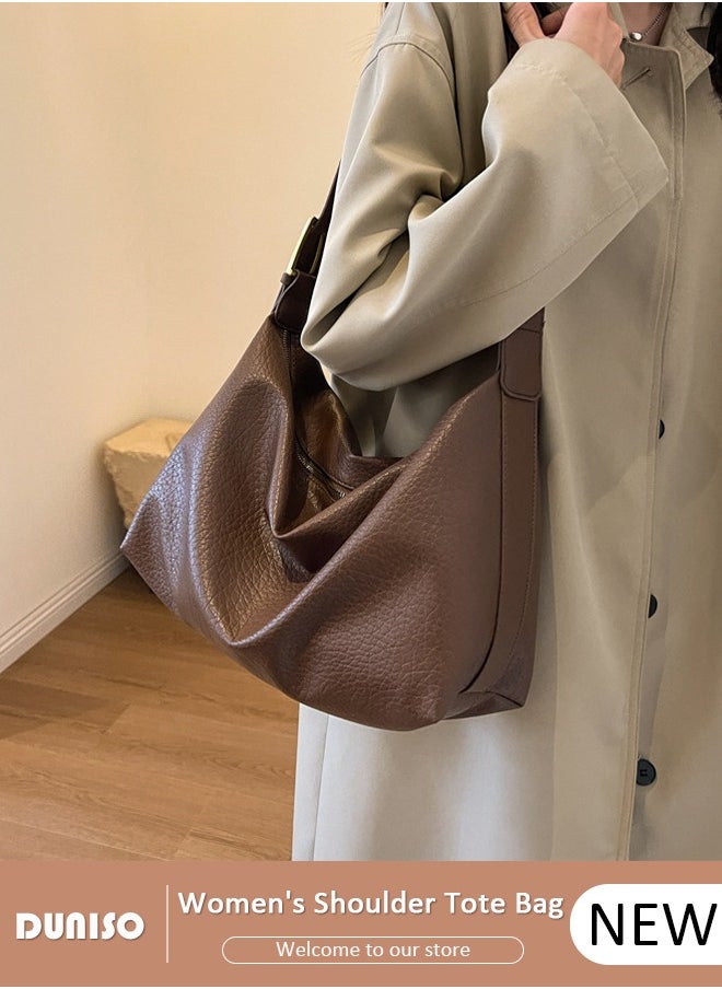 Women's Shoulder Tote Bag Faux Leather Handbag for Women Large Capacity Messenger Fashionable Travel Crossbody Bag for Ladies Girls College Students