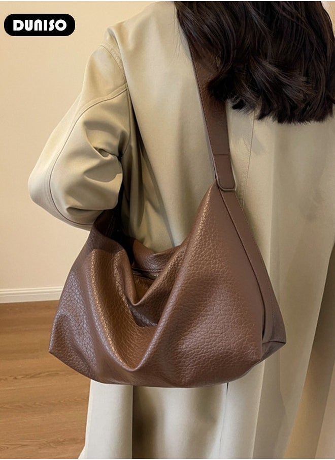 Women's Shoulder Tote Bag Faux Leather Handbag for Women Large Capacity Messenger Fashionable Travel Crossbody Bag for Ladies Girls College Students