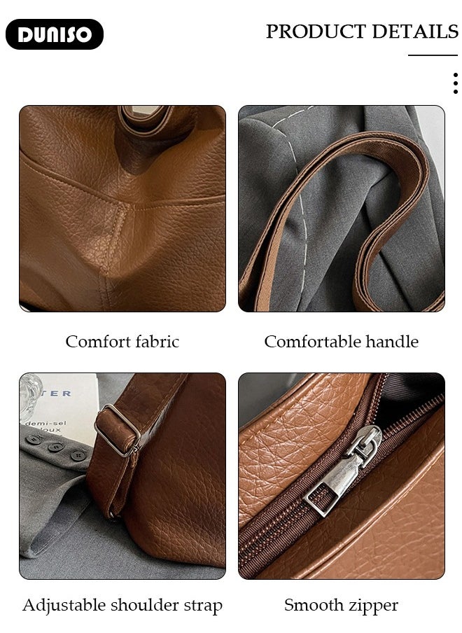 Handbags for Women, PU Leather Crossbody Bag, Shoulder Bag for Adjustable Shoulder Strap, Large Capacity Portable Satchel, Fashion Shoulder Bag for Ladies
