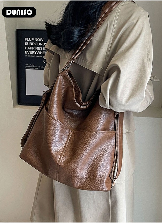 Handbags for Women, PU Leather Crossbody Bag, Shoulder Bag for Adjustable Shoulder Strap, Large Capacity Portable Satchel, Fashion Shoulder Bag for Ladies