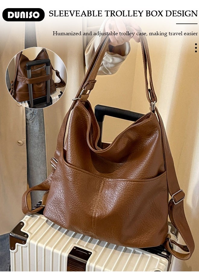 Handbags for Women, PU Leather Crossbody Bag, Shoulder Bag for Adjustable Shoulder Strap, Large Capacity Portable Satchel, Fashion Shoulder Bag for Ladies