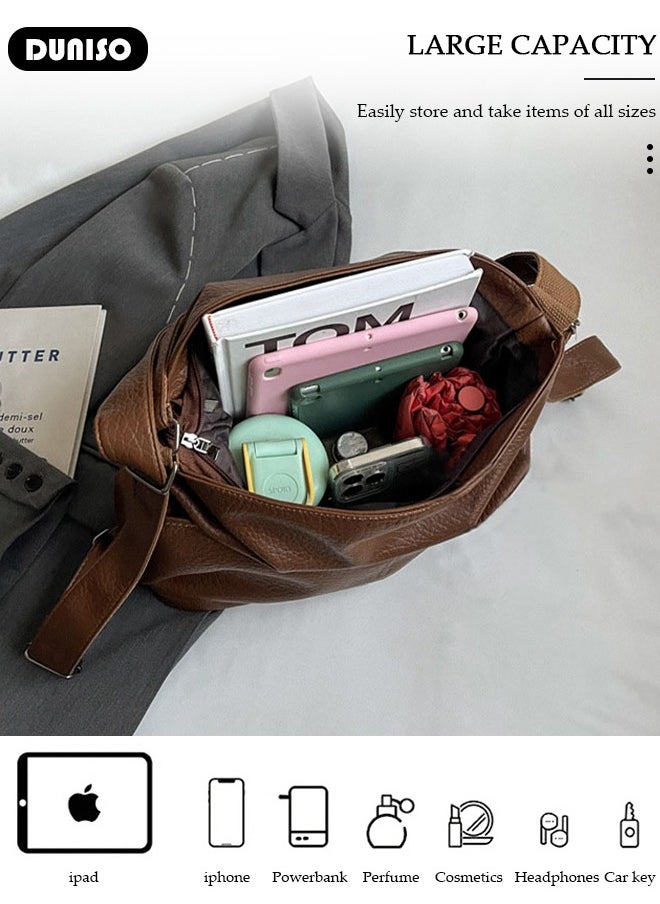 Handbags for Women, PU Leather Crossbody Bag, Shoulder Bag for Adjustable Shoulder Strap, Large Capacity Portable Satchel, Fashion Shoulder Bag for Ladies