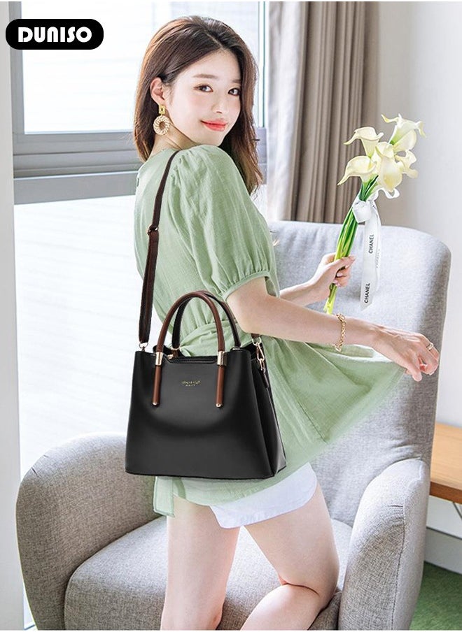 Women's Fashion Handbag Faux Leather Crossbody Bag For Women Large Capacity Bow Trim Tote Bags Top Handle Satchel Fashionable Travel Shoulder Bag For Ladies