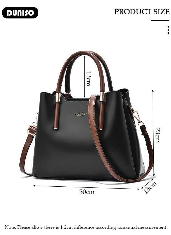Women's Fashion Handbag Faux Leather Crossbody Bag For Women Large Capacity Bow Trim Tote Bags Top Handle Satchel Fashionable Travel Shoulder Bag For Ladies