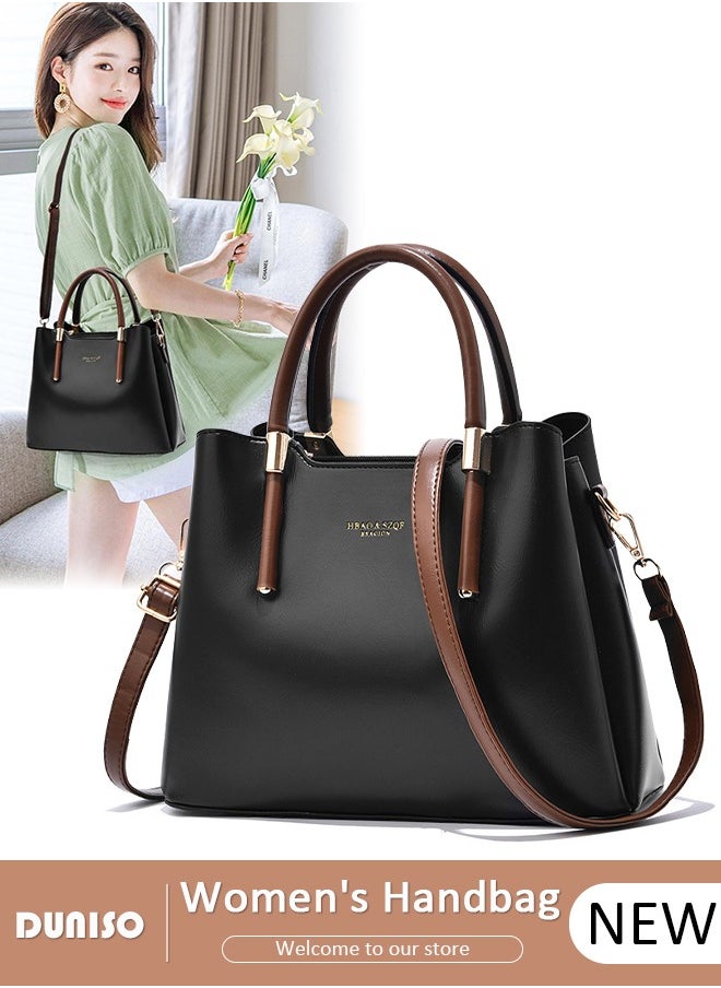 Women's Fashion Handbag Faux Leather Crossbody Bag For Women Large Capacity Bow Trim Tote Bags Top Handle Satchel Fashionable Travel Shoulder Bag For Ladies