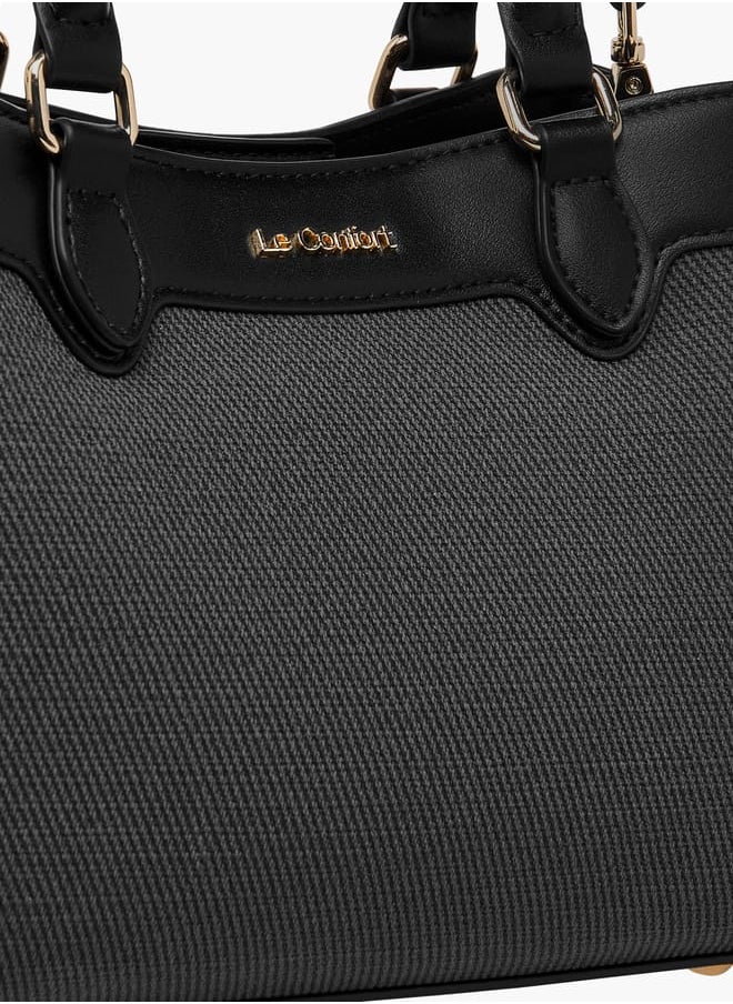 Women Panelled Tote Bag with Detachable Strap and Button Closure