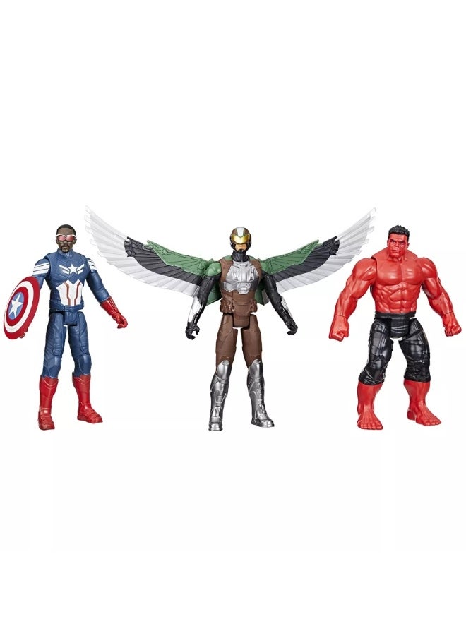 Marvel Titan Hero Series Captain America: Brave New World Action Figure Set (Pack of 3, 30 cm)
