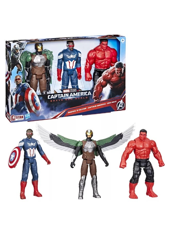 Marvel Titan Hero Series Captain America: Brave New World Action Figure Set (Pack of 3, 30 cm)