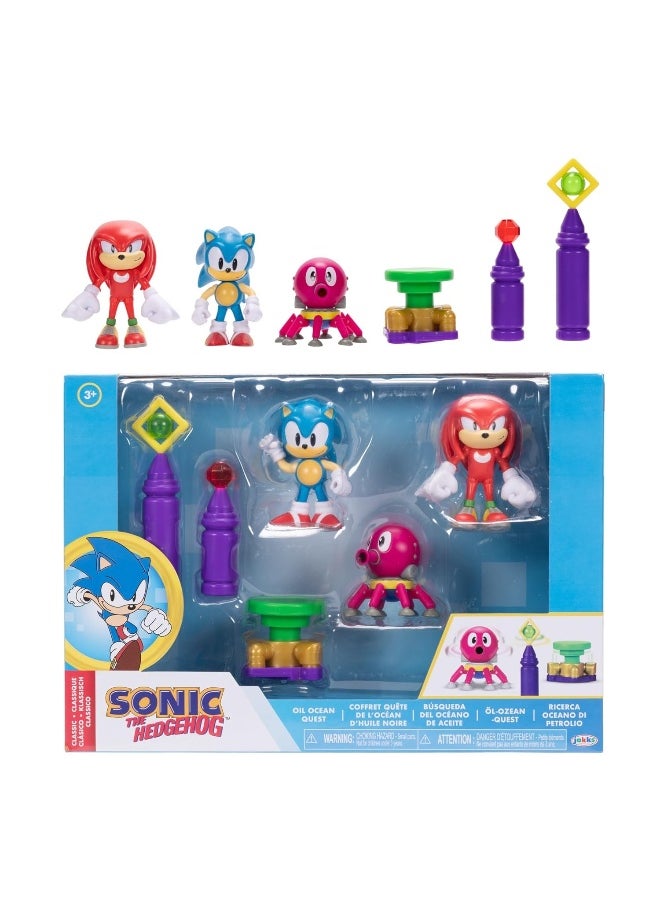 Classic Sonic The Hedgehog Oil Ocean Quest Playset (Set of 6, 6.35 cm)