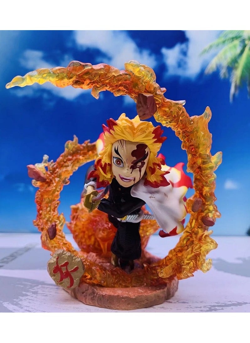 Valuable Figurine and Model of Kyojuro Rengoku Flame Pillar in the Nine Pillars' Resonance for Collection