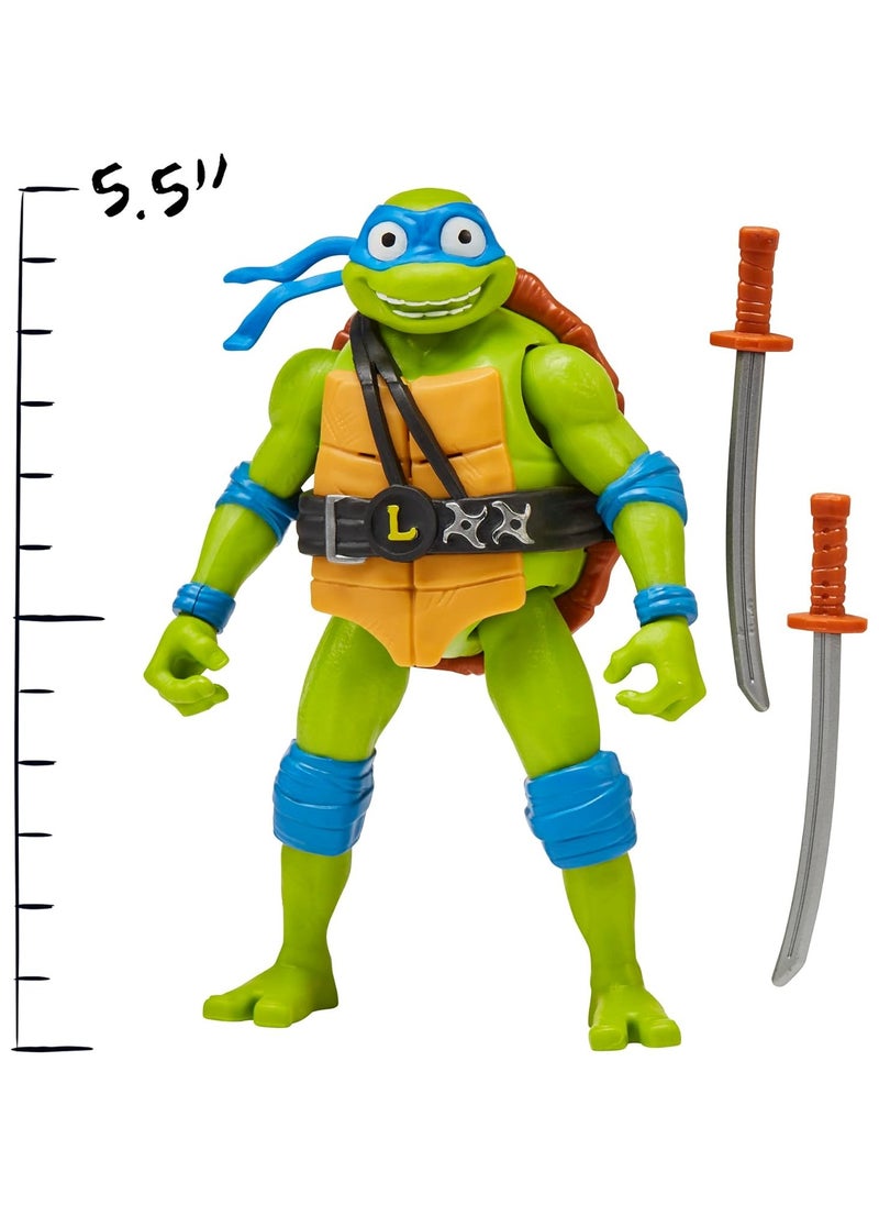 Teenage Mutant Ninja Turtles: Mutant Mayhem 5.5 Leonardo Deluxe Ninja Shouts Figure by Playmates Toys