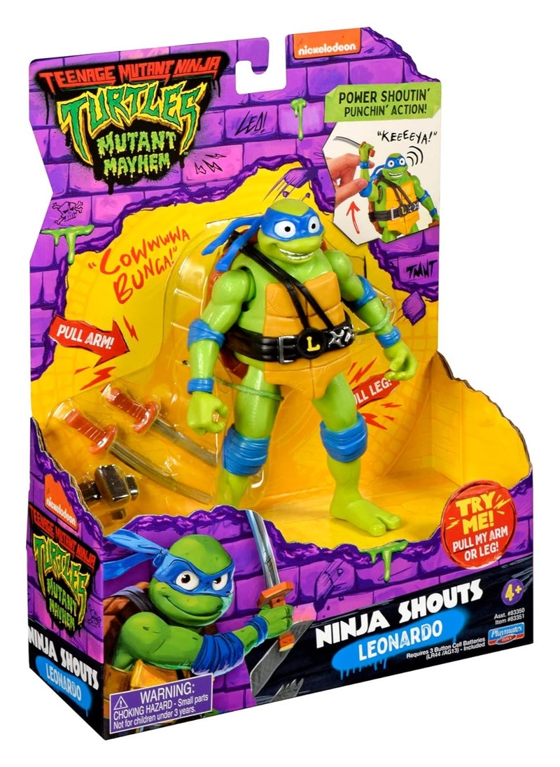 Teenage Mutant Ninja Turtles: Mutant Mayhem 5.5 Leonardo Deluxe Ninja Shouts Figure by Playmates Toys