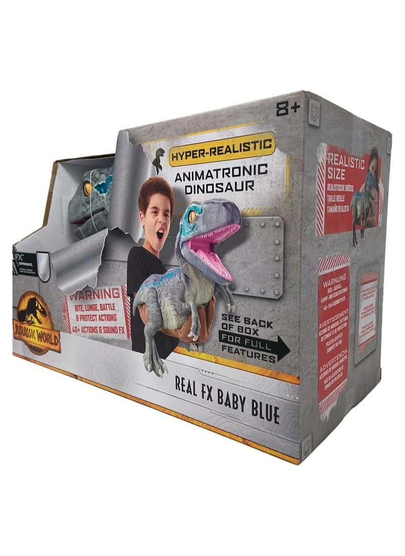 Jurassic World REAL FX Baby Blue Dinosaur Toy | Hyper-Realistic Animatronic with Life-Like Movements & Real Movie Sounds | Official Jurassic World Dominion Toy | Ages 8+