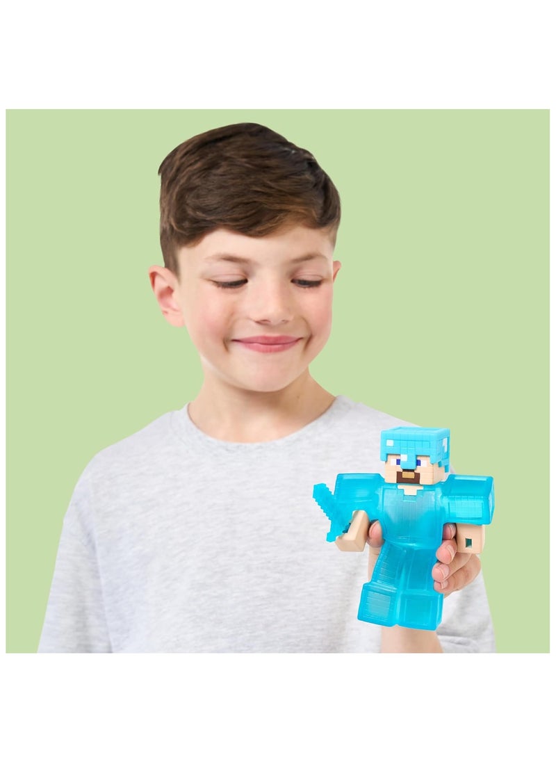 Minecraft Hero Pack Steve Figure | Stretchable & Squishy Goo-Filled Toy | Durable & Engaging Play | Stretches 3X Size | Perfect for Collectors