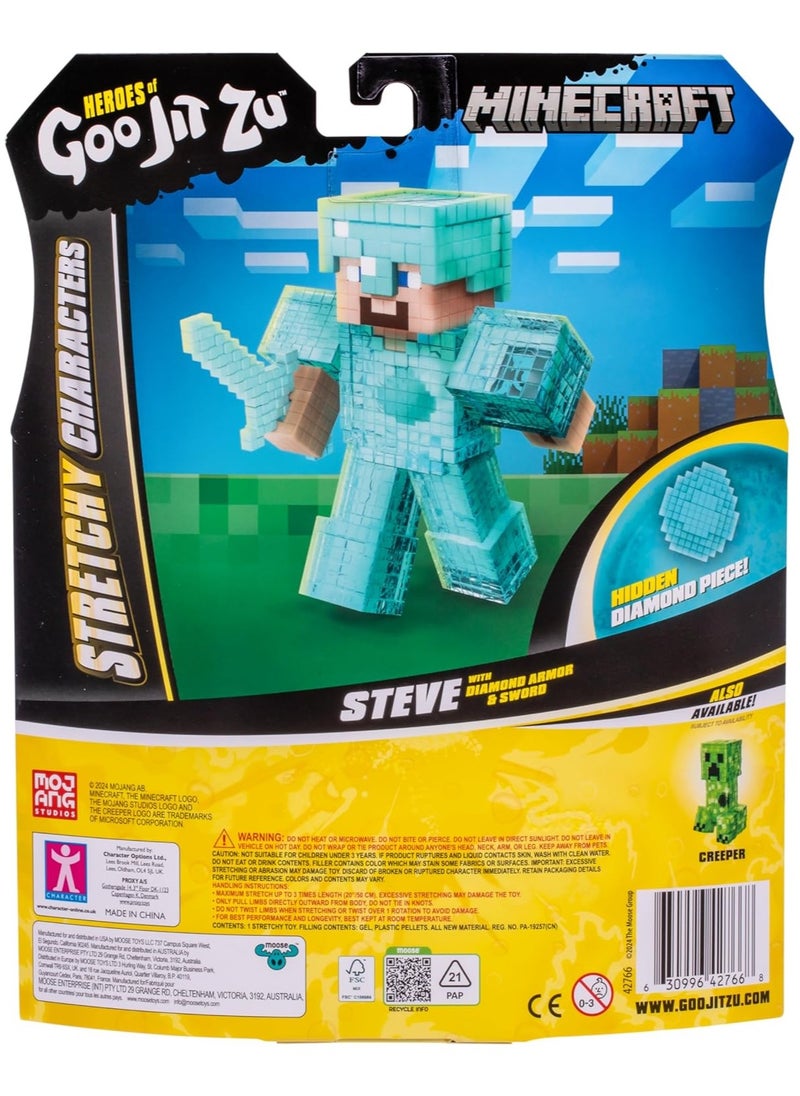 Minecraft Hero Pack Steve Figure | Stretchable & Squishy Goo-Filled Toy | Durable & Engaging Play | Stretches 3X Size | Perfect for Collectors