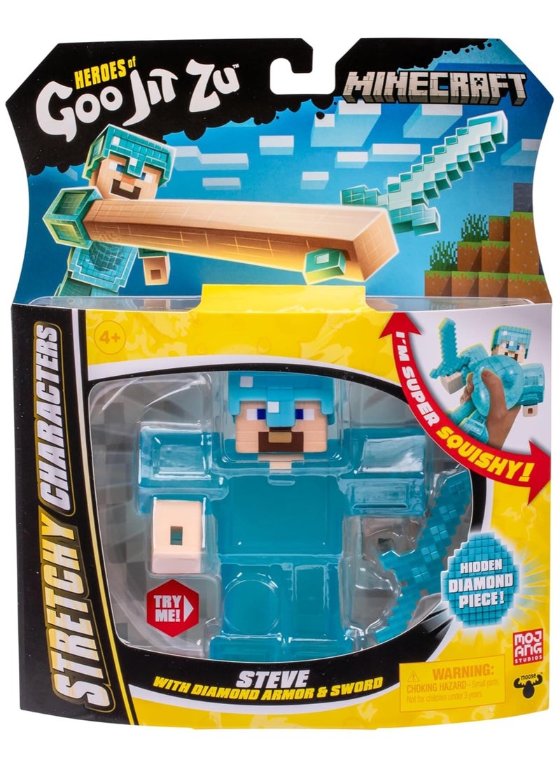 Minecraft Hero Pack Steve Figure | Stretchable & Squishy Goo-Filled Toy | Durable & Engaging Play | Stretches 3X Size | Perfect for Collectors