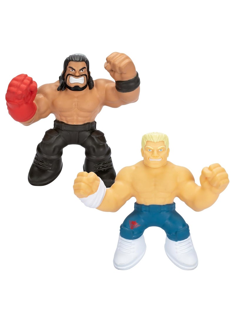 Wrestling Stretchy Superstars Figure Pack | Roman Reigns & Cody Rhodes | Unique Gel Filling | Stretches 3X Size | Collectible Wrestling Toy