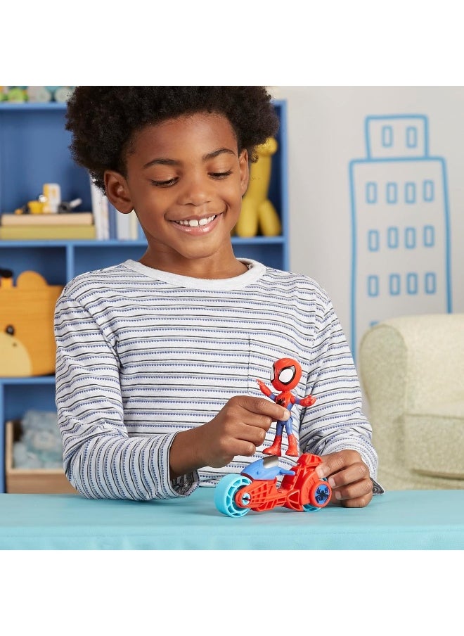 Spidey and His Amazing Friends Marvel Action Figure with Toy Motorcycle, Preschool Toys for 3 Year Old Boys Girls Up