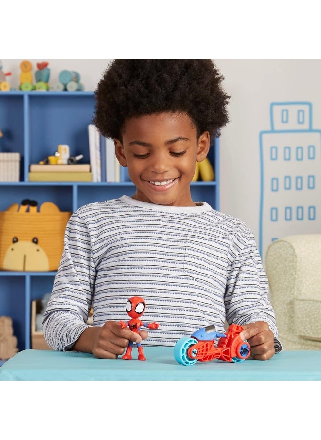 Spidey and His Amazing Friends Marvel Action Figure with Toy Motorcycle, Preschool Toys for 3 Year Old Boys Girls Up