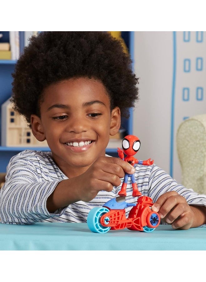 Spidey and His Amazing Friends Marvel Action Figure with Toy Motorcycle, Preschool Toys for 3 Year Old Boys Girls Up