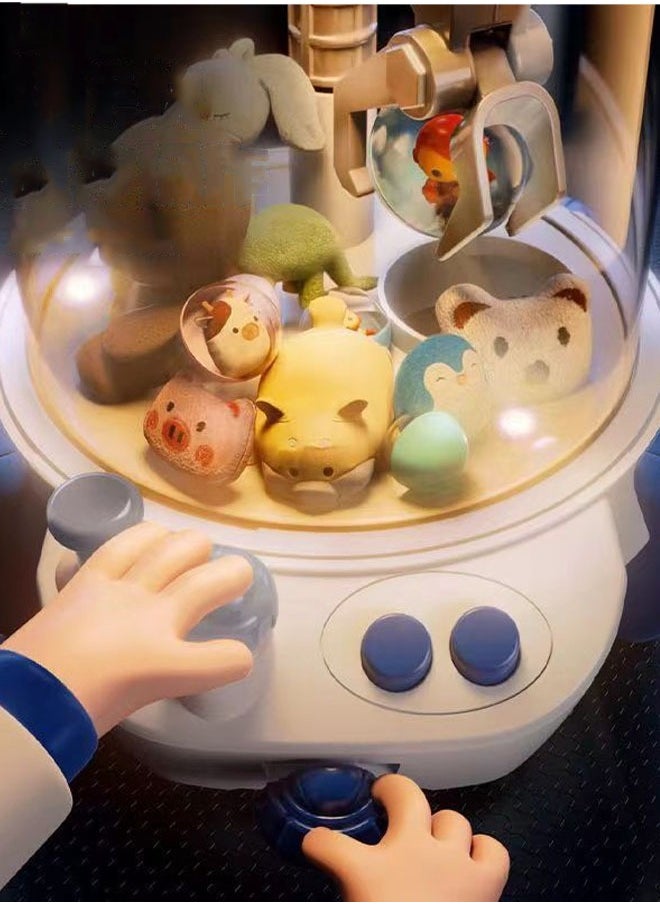 Cute Bear Lighting And Sound Effects Kid's Doll Catching Machine Play House Clip Doll Machine Clip Doll Catching Machine Blue