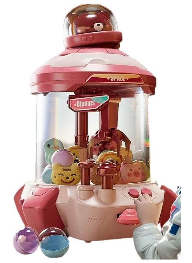 Cute Bear Lighting And Sound Effects Kid's Doll Catching Machine Play House Clip Doll Machine Clip Doll Catching Machine Pink