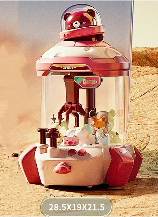 Cute Bear Lighting And Sound Effects Kid's Doll Catching Machine Play House Clip Doll Machine Clip Doll Catching Machine Pink