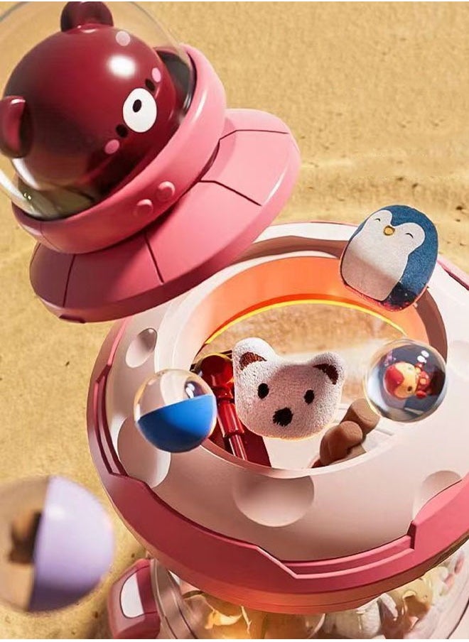 Cute Bear Lighting And Sound Effects Kid's Doll Catching Machine Play House Clip Doll Machine Clip Doll Catching Machine Pink