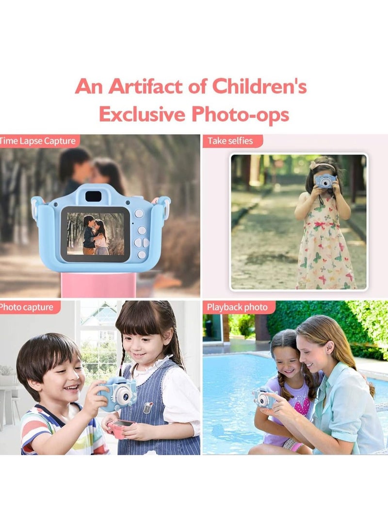 Kids HD Camera for Girls/Boys, 3-9 Year Old Toys for Girls/Boys, Christmas Birthday Gift for Age 6-9 Girls/Boys Kids Digital Dual Camera, Selfie HD Camera for Kids, 32GB Memory Card (BLUE)