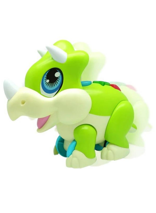 Mad Toys Junior Megasaur Push & Play Sound Green Triceratops Figure