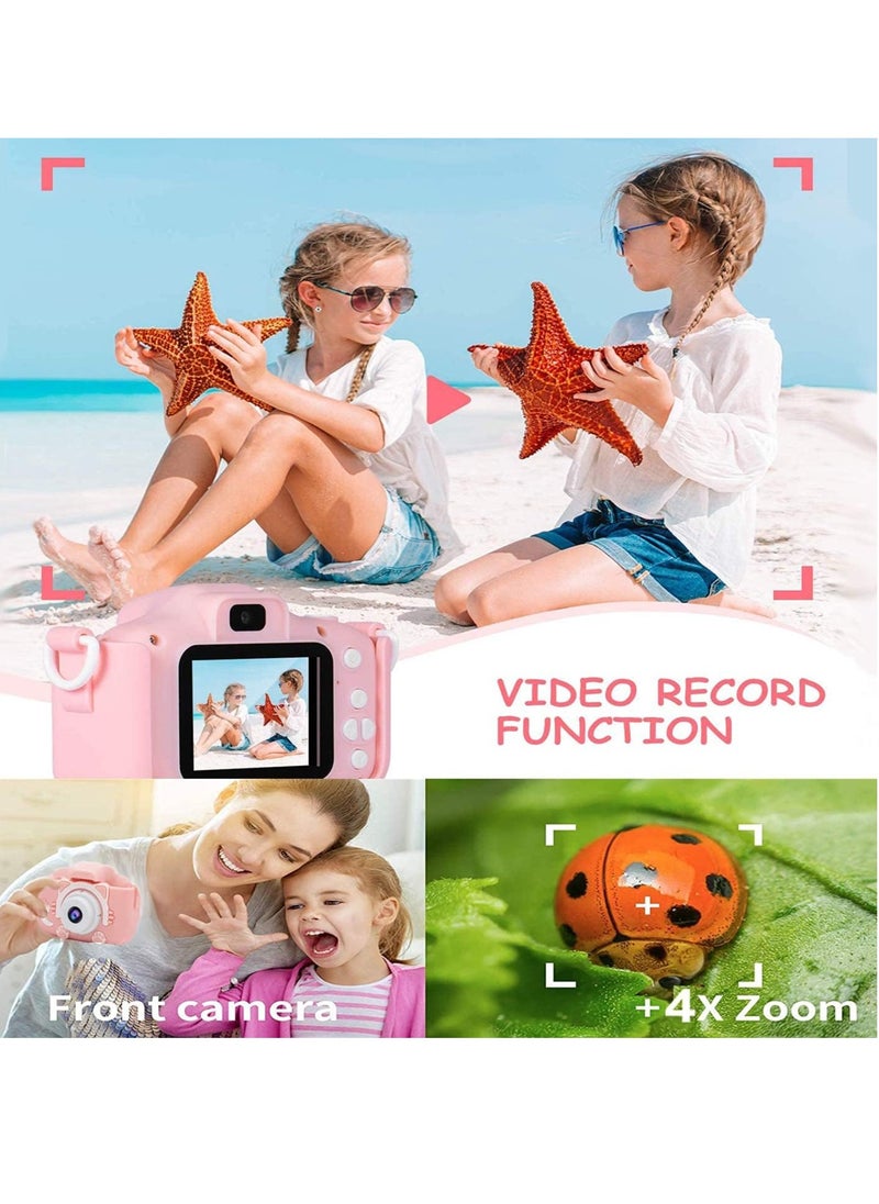 Upgrade Kids Selfie Camera, Christmas Birthday Gifts for Girls Age 3-9, 20MP 1080P HD Digital Video Cameras for Toddler, Portable Toy for 3 4 5 6 7 8 9Year Old Girl with 32GB SD Card-Pink