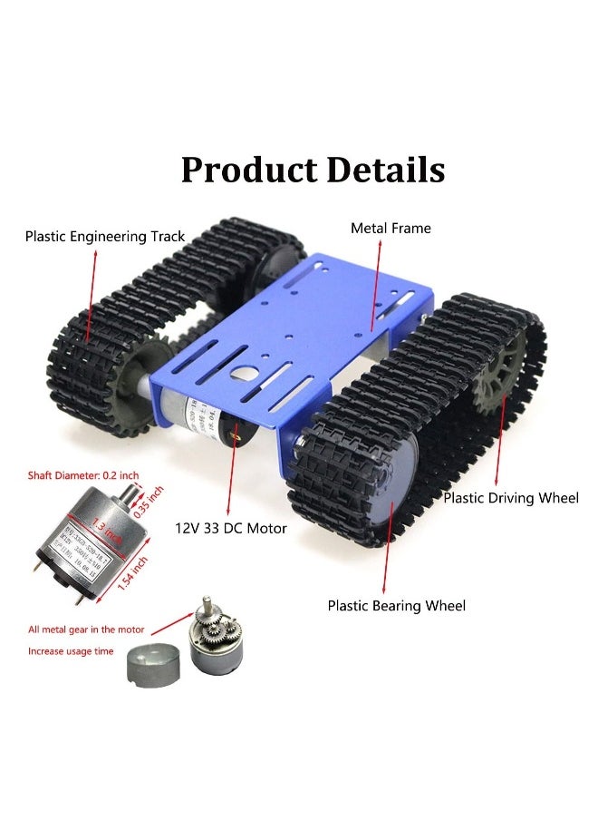 Geek DIY Tracked Robot Chassis Smart Tank Car Kit with 2Pcs Motor, Remote Control Caterpillar Moving Robotic Tank Platform with Plastic Tracks for Arduino/Raspberry Pie/Microbit/Python/Steam