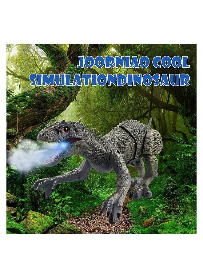 Remote Control Dinosaur Toys Big Electric RC Walking Robot with Water Mist Flashing Light Roaring Simulation Velociraptor Powered by Rechargeable Battery for Kids Birthday Gifts