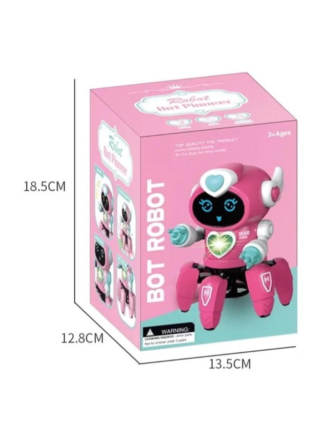 2 IN 1 SGT-Bot Robot Pioneer Colorful Lights and Music All Direction Movement Dancing Robot Toys for Boys and Girls (WHITE+PINK)