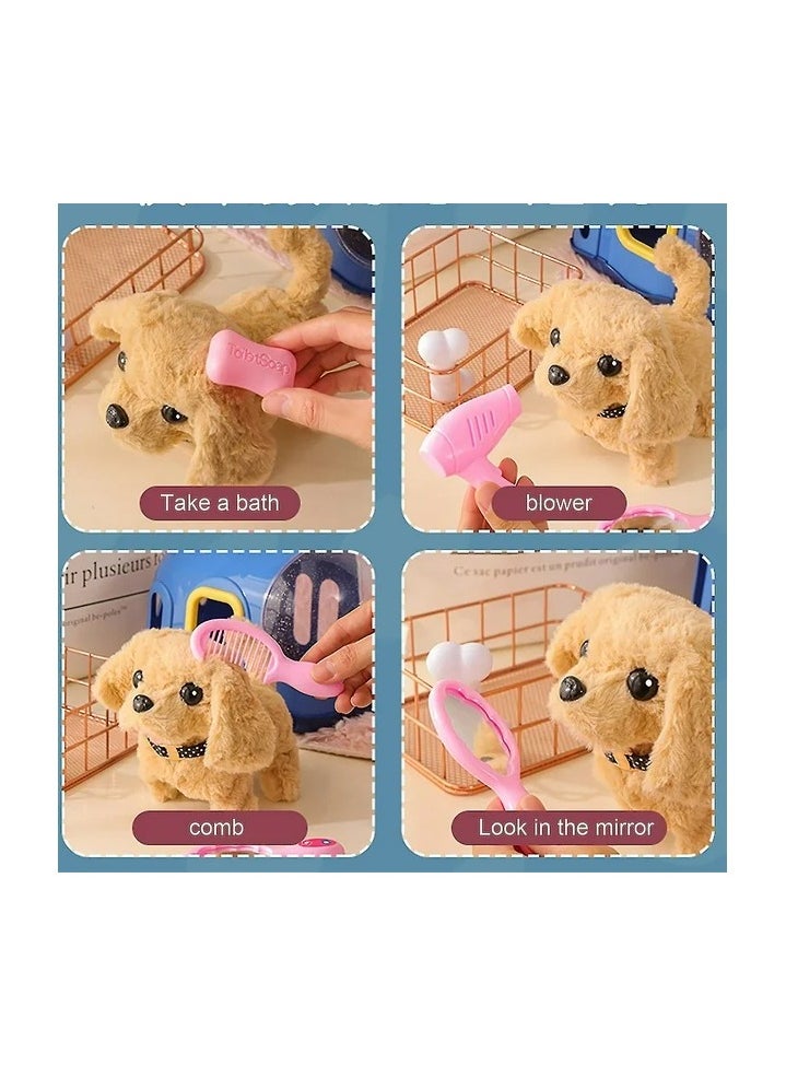 Interactive Electronic Dog – Walking, Barking & Tail Wagging Plush Puppy Toy for Kids, Adorable Golden Retriever Style with Dog Cage & Call Function – Perfect Birthday & Holiday Gift