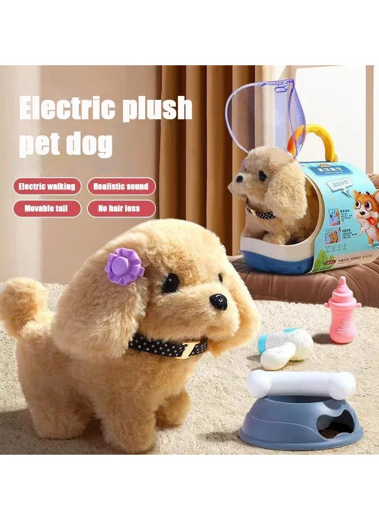 Interactive Electronic Dog – Walking, Barking & Tail Wagging Plush Puppy Toy for Kids, Adorable Golden Retriever Style with Dog Cage & Call Function – Perfect Birthday & Holiday Gift