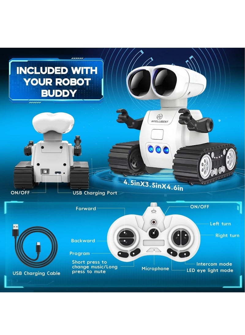 Rechargeable Remote Control Robot Toys with Auto-Demonstration, Music & LED Eyes, Walkie Talkie Robot Toys for Kids, Kids Robot Toys Gifts for Boys Girls, Toddler RC Robot