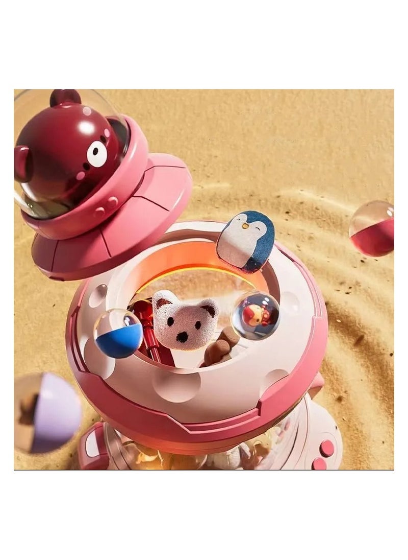 Cute Bear Lighting And Sound Effects Kid's Doll Catching Machine Play House Clip Doll Machine Clip Doll Catching Machine Pink