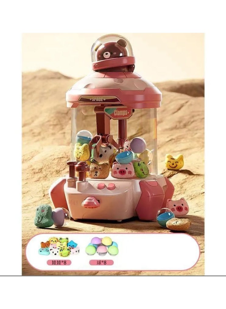 Cute Bear Lighting And Sound Effects Kid's Doll Catching Machine Play House Clip Doll Machine Clip Doll Catching Machine Pink