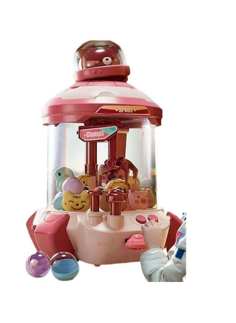 Cute Bear Lighting And Sound Effects Kid's Doll Catching Machine Play House Clip Doll Machine Clip Doll Catching Machine Pink