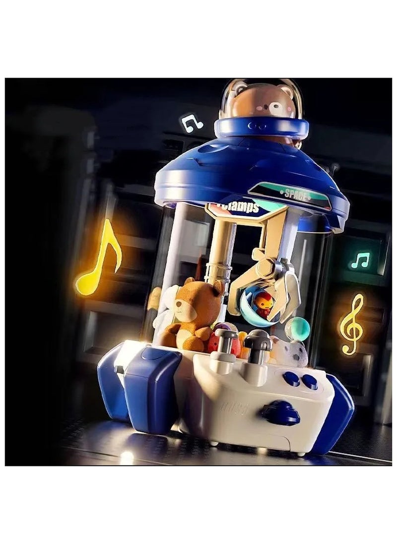 Cute Bear Lighting And Sound Effects Kid's Doll Catching Machine Play House Clip Doll Machine Clip Doll Catching Machine Blue