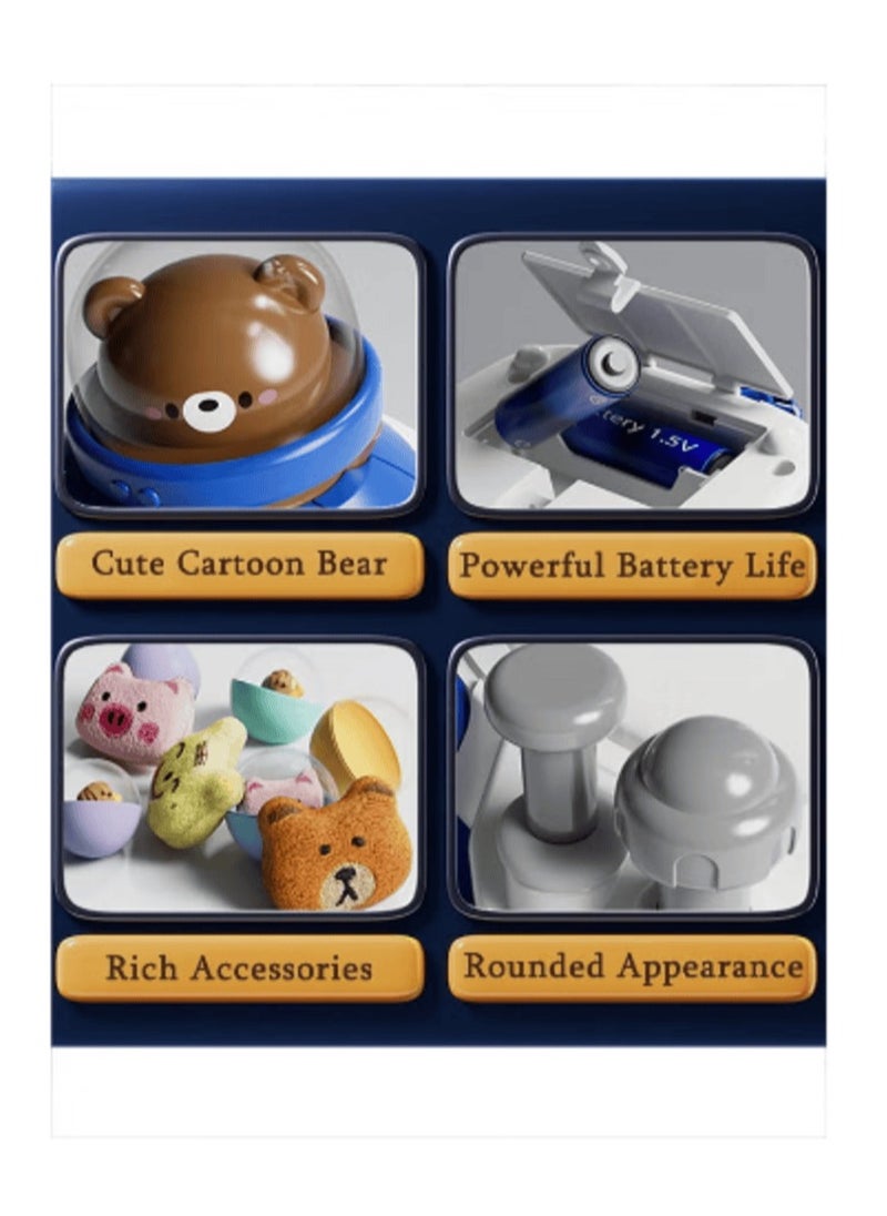 Cute Bear Lighting And Sound Effects Kid's Doll Catching Machine Play House Clip Doll Machine Clip Doll Catching Machine Blue