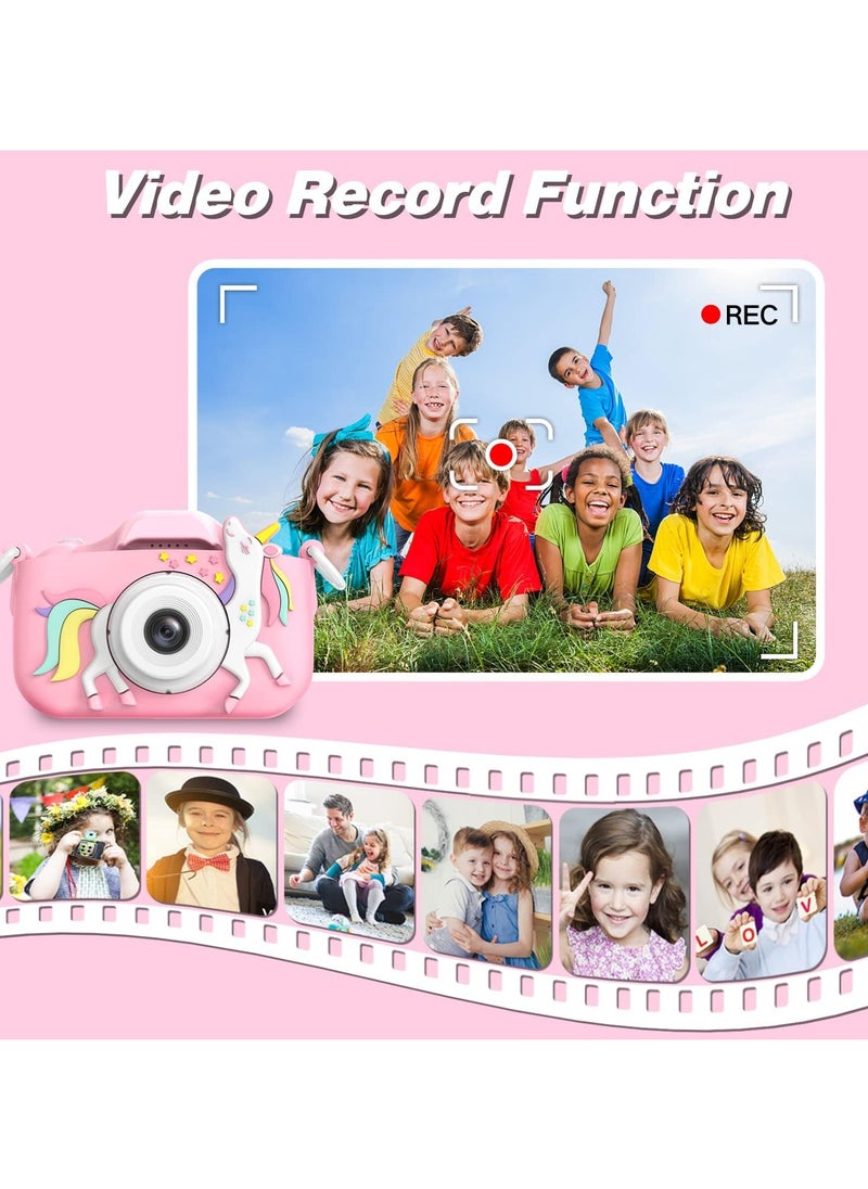 Kids Camera Toys for 3-8 Year Old Girls Boys,Children Digital Video Camcorder Camera with Cartoon Soft Cover, Best Chritmas Birthday Festival Gift for Kids - 32G SD Card Included