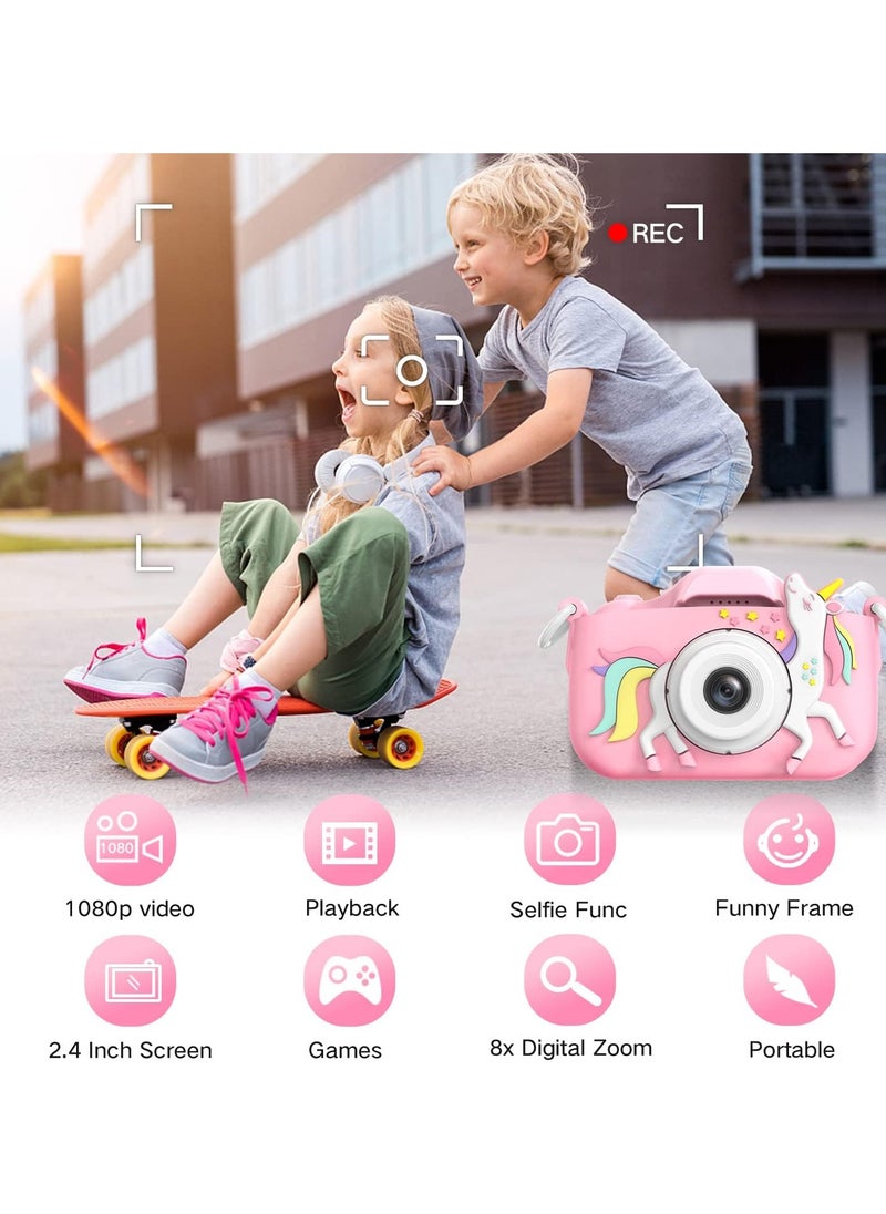 Kids Camera Toys for 3-8 Year Old Girls Boys,Children Digital Video Camcorder Camera with Cartoon Soft Cover, Best Chritmas Birthday Festival Gift for Kids - 32G SD Card Included